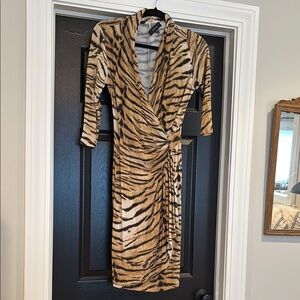 Tiger Print Wrap Dress